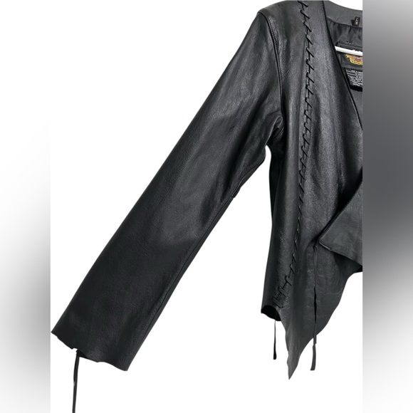 NWT Women’s Rare Vintage Y2K Harley Davidson Asymmetric Black Leather Jacket XL - Picture 13 of 15